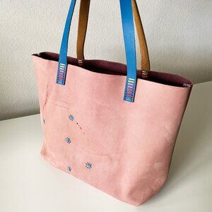 Wolf Leathers Stitched Leather Tote Bag Pink Nubuck Made in Hartford, WI, USA